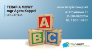 Logo: Logopeda. Agata Kappel. Terapia Mowy.